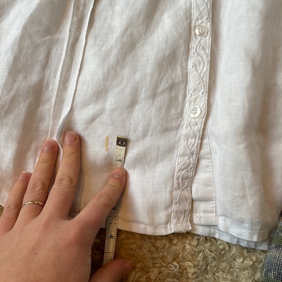 100% linen embroidered button down blouse large - Picture 6 of 11